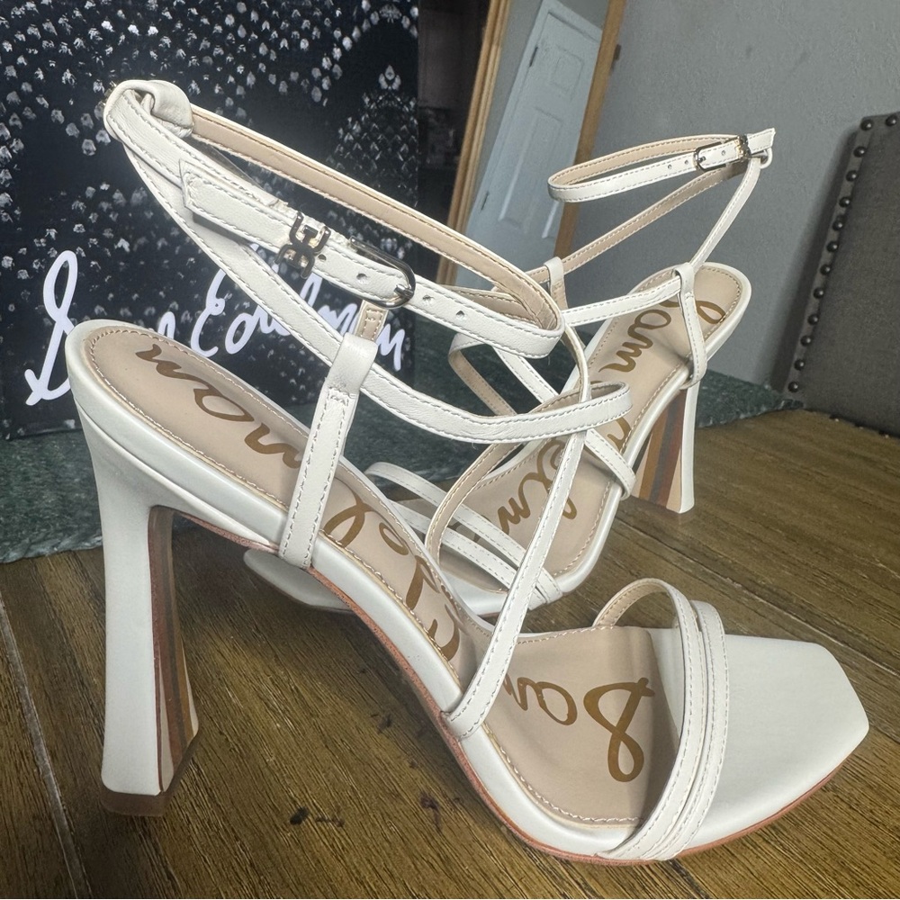 FLASH SALE! Sam Edelman ivory strappy ankle strap heels - Picture 2 of 8